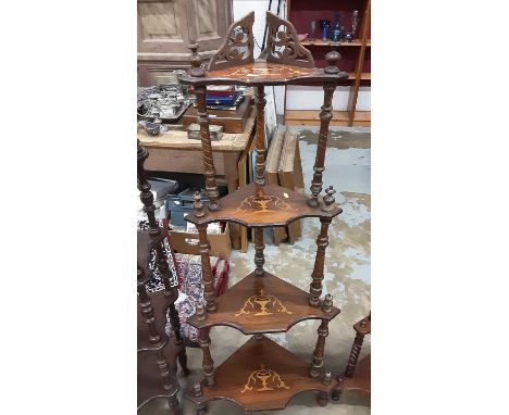 Two Victorian bobbin turned whatnots, together with another (3)