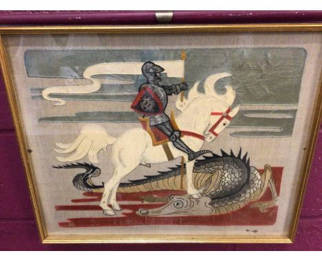 George and the Dragon tapestry in glazed frame