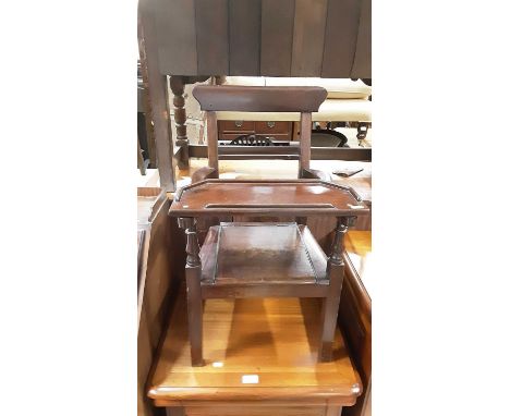 Edwardian mahogany child's chair with tray front and rising lid for a commode