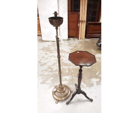 Chippendale style mahogany kettle stand and a brass standard lamp
