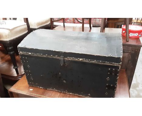 Antique dome top trunk with studded decoration and metal side handles