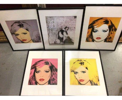 Set of four Pop Art prints, Banksy print and a signed limited print of New York