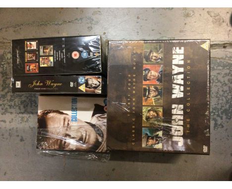 Three twin draw CD cabinets with classical music CDs approximately 280, plus four DVD box sets of John Wayne