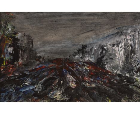 Jack Butler Yeats RHA (1871-1957) THE DODDER IN FLOOD, BALLSBRIDGE, DUBLIN, 1929 oil on panel signed lower left; titled on re