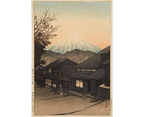 KAWASE HASUI (1883-1957), MT. FUJI FROM YUIMACHI AT SURUGABy Kawase Hasui (1883-1957), signed Hasui and sealed Sui  Japan, da