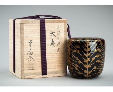 KOAN SUISAI: A LACQUER NATSUME (TEA CADDY) WITH LEAVESBy Koan Suisai, signed at the storage box Japan, 20th centuryOf typical
