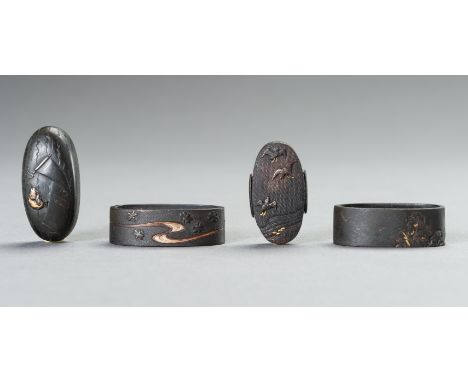 A SET OF TWO FUCHI AND TWO KASHIRAJapan, 18th - 19th century, Edo period (1615-1868)Comprising two fuchi with takazogan decor
