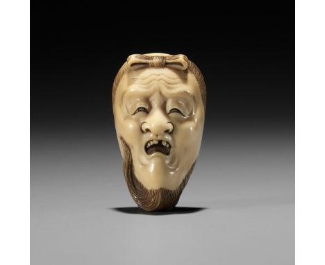 AN IVORY MASK NETSUKE DEPICTING OF AN OLD MAN (JO), ATTRIBUTED TO MITSUYUKIAttributed to Yamaji Mitsuyuki, unsigned Japan, 19