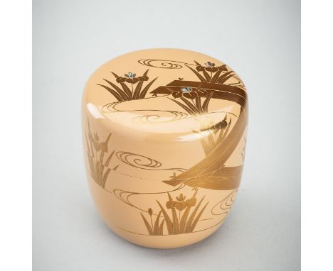 NAKAMURA SOETSU: A LACQUER NATSUME (TEA CADDY) WITH REEDSBy Nakamura Soetsu (born 1932), signed at the storage box Japan, 20t