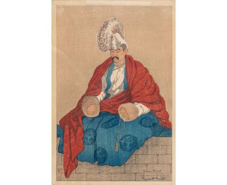 ELIZABETH KEITH: LAMA PRIEST IN CEREMONIAL DRESS, 1924By Elizabeth Keith (1887-1956), hand signed Elizabeth KeithColor woodbl