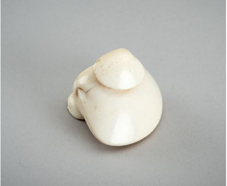 AN IVORY NETSUKE OF THREE CLAMSJapan, 19th century, Edo period (1615-1868)Well carved, depicting a cluster of three clams, th