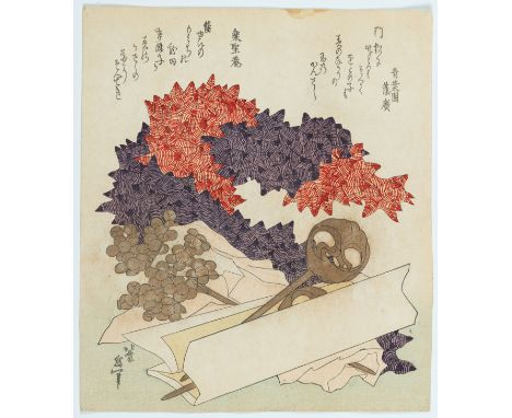 KATSUSHIKA HOKUSAI (1760-1849): A SURIMONO OF HAIR ACCESSORIESBy Katsushika Hokusai (1760-1849), signed Hokusai aratame Iitsu