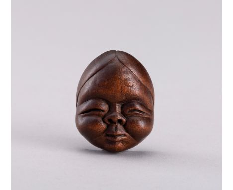 MORITA: A WOOD SHUNGA MASK NETSUKE OF OKAME, MEIJIBy Morita, signed Morita 守田Japan, Meiji period (1868-1912) or slightly late