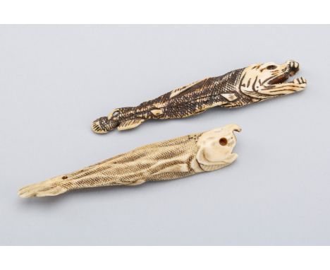 A LOT WITH TWO IVORY NETSUKE OF DRIED FISH, EDOJapan, Edo period (1615-1868), 19th century Each netsuke naturalistically carv