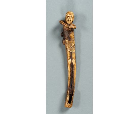 A STAG ANTLER KISERUZUTSU OF ASHINAGA, MEIJIJapan, Meiji period (1868-1912)Of senryuzutsu type, carved as the long-legged Ash