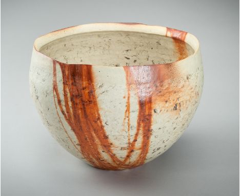 KAWABATA FUMIO (BORN 1948): A LARGE BIZEN WARE CERAMIC BOWLBy Kawabata Fumio, signed with abstract artist mark Japan, 2003The