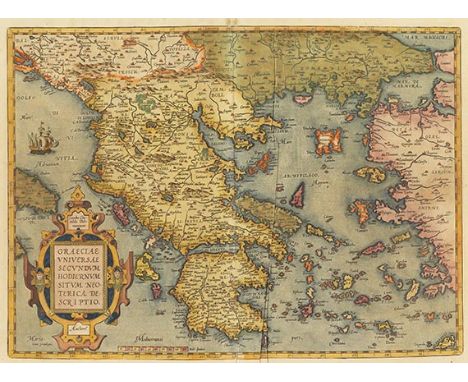 Abraham Ortelius    Theatro del mondo (&amp; Parergon &amp; Nomenclator). Daraus: Epitaph, Porträt, 19 Karten, 1 Ansicht und 