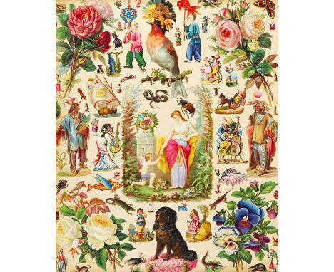 Scrapbook   Privates Scrapbook mit Oblatenbildern. England um 1880-1900. • Vielfältiges Scrapbook • Mit Arrangements aus teil