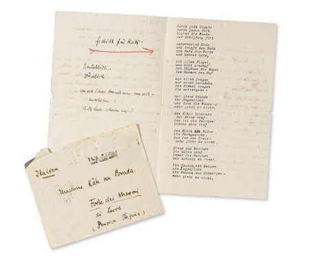 Gottfried Benn    Eigenhändiger Brief mit maschinenschriftlichem Gedicht und Unterschrift 'B.'. Ohne Ort (Berlin), 14. August