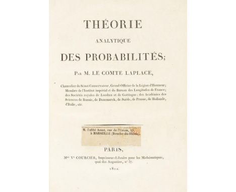 Pierre Simon de Laplace  Théorie analytique des probabilités. - (Premier à quatrième) supplément à la théorie analytique des 
