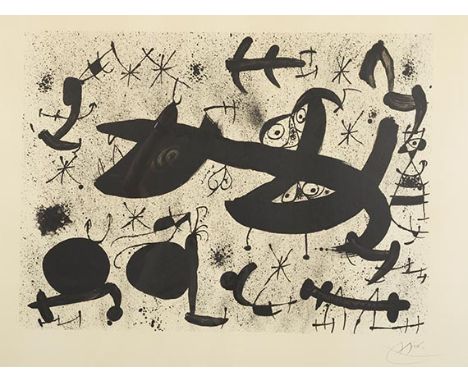 Joan Miró    2 Orig.-Lithographien aus Homenatge à Joan Prats . Signiert und numeriert. 1971. Auf festem Vélin von Guarro (oh