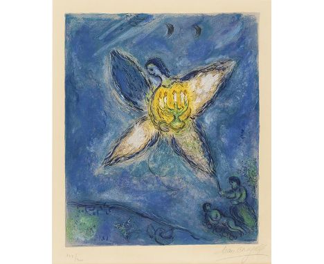 Marc Chagall    L'ange au chandelier. Orig.-Farblithographie. Signiert und numeriert. Im Stein bezeichnet 'CH. SORLIER GRAV.'