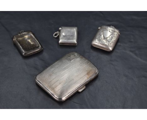 A George V silver cigarette case, of hinged rectangular form, curved for the gentleman's pocket and having engine-turned deco