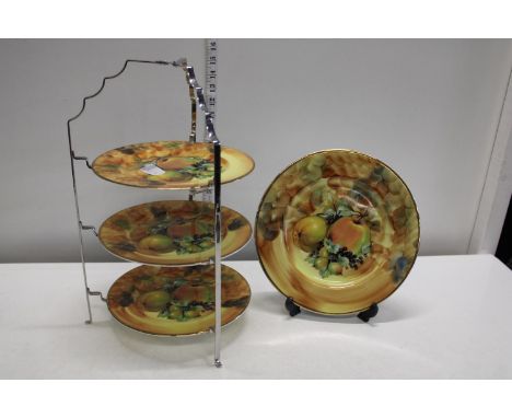 A vintage  style cake stand and matching large plate 
