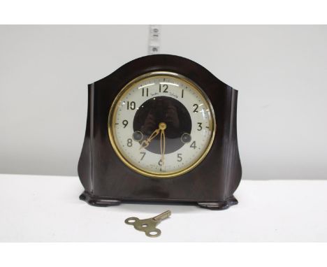 A vintage Smiths Enfield mantel clock in a bakelite case 