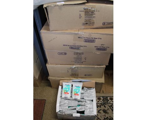 Five boxes of compact wet wipes 