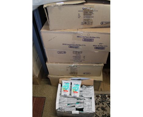 Five boxes of compact wet wipes 