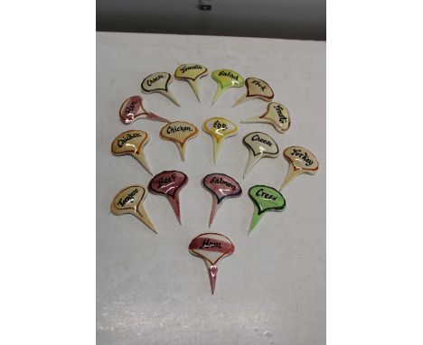 A selection of vintage ceramic food markers 