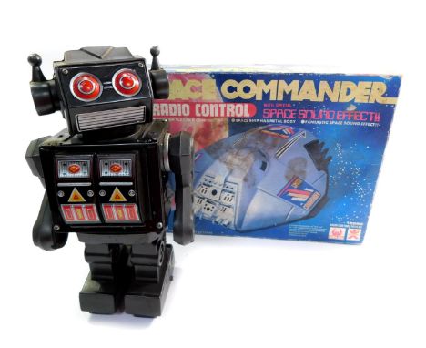 A Hales Radio Controlled Space Commander, with Special Space sound effect, 16552, boxed, together with a Japanese tin plate b