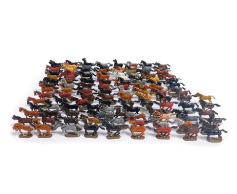 Various 20thC lead cavalry horses, Napoleonic type, various colourways to include light brown, 5cm H, (qty)