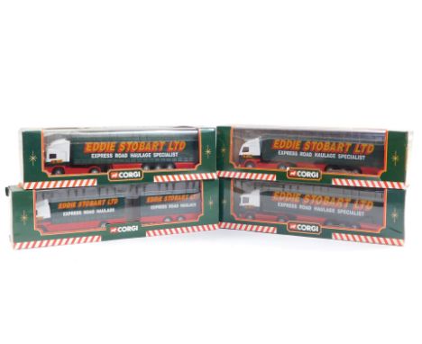Four Corgi Eddie Stobart Limited die cast models, comprising a Volvo short wheel based lorry with close coupled trailer, 5951