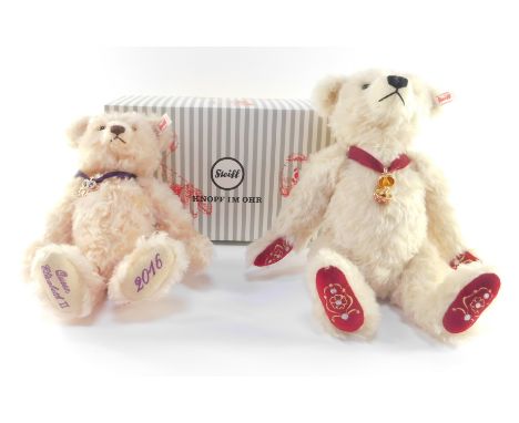 A Steiff cream mohair Teddy bear Nicholas, Faberge inspired for Danbury Mint, limited edition 1917, with certificates, togeth