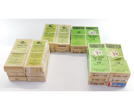 Twenty Subbuteo OO scale team boxes, empty.