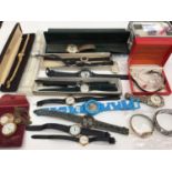 Group of wristwatches including ladies Excalibur 9ct gold cased watch on plated expandable bracelet
