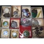 Collection of school, sports, military and other fobs/medallions including some silver, together wit