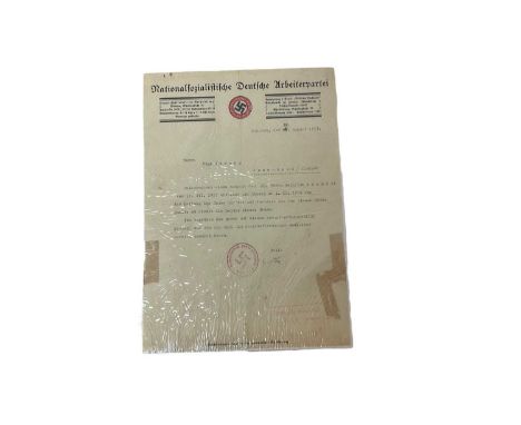 Scarce 1920's NSDAP (Nazi) party document signed in ink by Adolf Hitler, the typed document dated 29th August 1927 appoints a