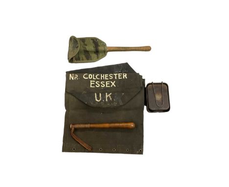 Two Second World War British military mess tins, marked with broad arrow mark and dated 1940, together with two Second World 