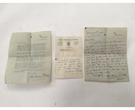 Scouting / girl guide interest: three letters written by Lady Baden-Powell (two hand-written), including a letter to Mr. Pear
