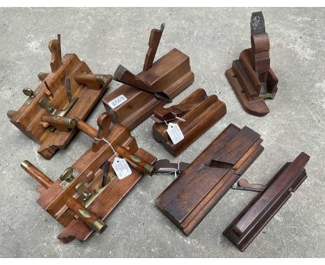 Collection of 7 antique woodworking planes to include fillster plane by R Nelson Helperby near York, (7)
