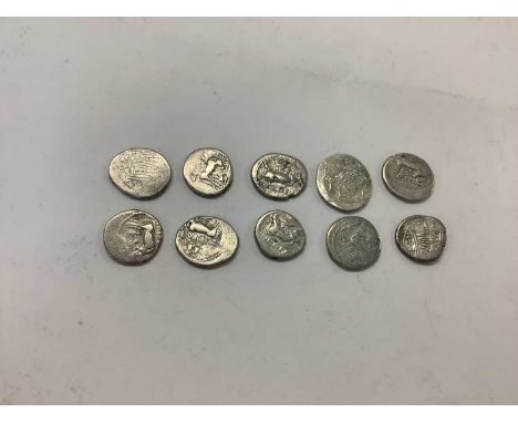 Ancients - Greek silver coinage to include Thourioi silver Stater, Obv: Head of Athena r/bull butting right circa 425-400 BC 