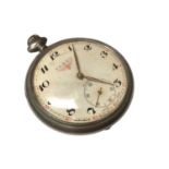 Turkish railway issue pocket watch in a plated case with logo to reverse