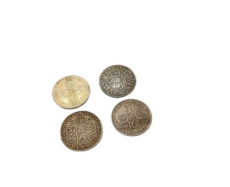 G.B. - Mixed silver Shillings to include Anne 1709 AVF, George I 1723 SSC AVF. George II 1743 reverse roses in angles VF &amp