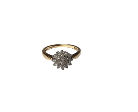 Diamond cluster ring with a flower head cluster of brilliant cut diamonds, estimated to weigh approximately 0.50cts, in 18ct 