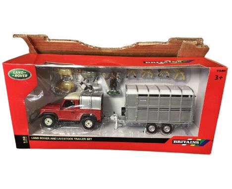 Britains diecast 1:32 Scale Land Rover &amp; Livestock Trailer, in window box 43138A1, Atlas and other Tractors, Tim Tractor 