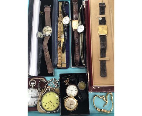 Group of vintage and later wristwatches and pocket watches including Timor, Lorus, Zenith, Seiko and a 1920s silver pocket wa