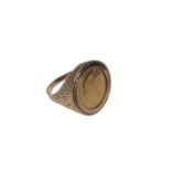 Victorian gold half sovereign, 1885, in 9ct gold ring mount, size U